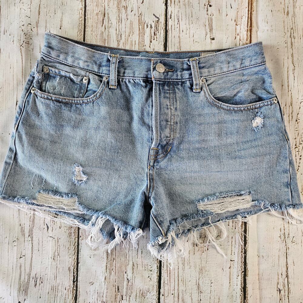 We the Free Distressed Denim Jean Shorts Button Fly Size 29 Free People